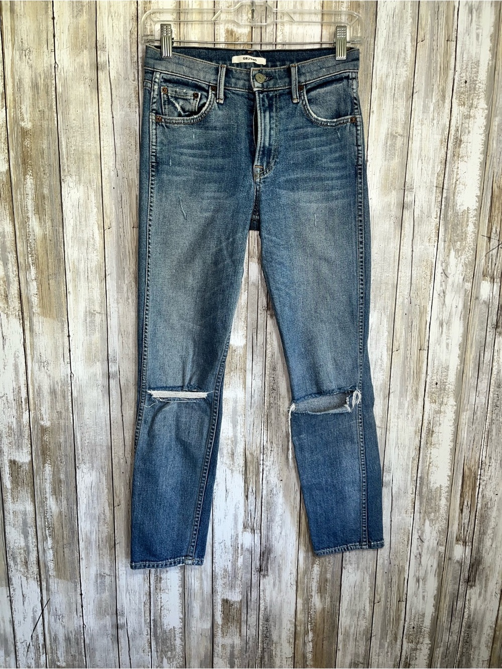 GRLFRND Naomi High Rise 26 Distressed Straight Crop Revolve I Will Survive Wash - Picture 2 of 9